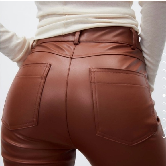 2/$30 Zara, High Rise Vegan Faux Leather Pants, Tan Brown, Size XS - Picture 5 of 12